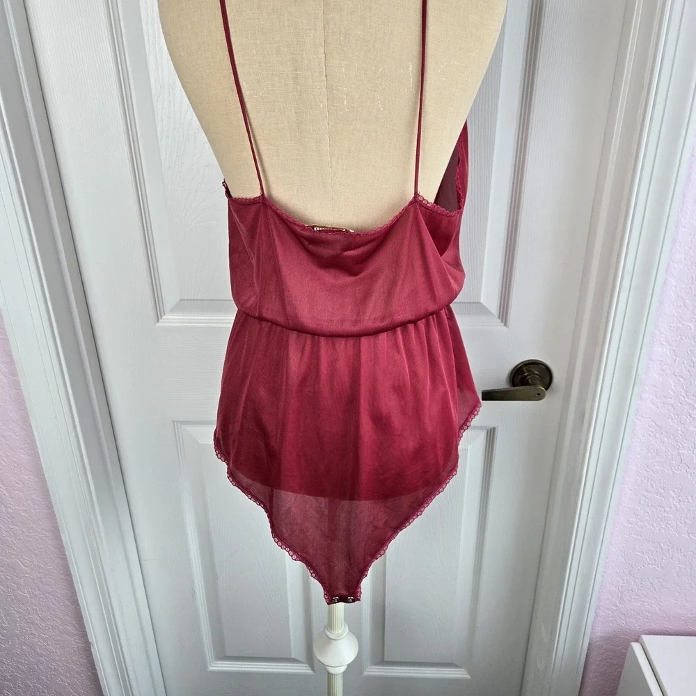 Moodsetter Vintage Red Teddy  One Piece Size M Lingerie Snap Crotch Made‎ In USA